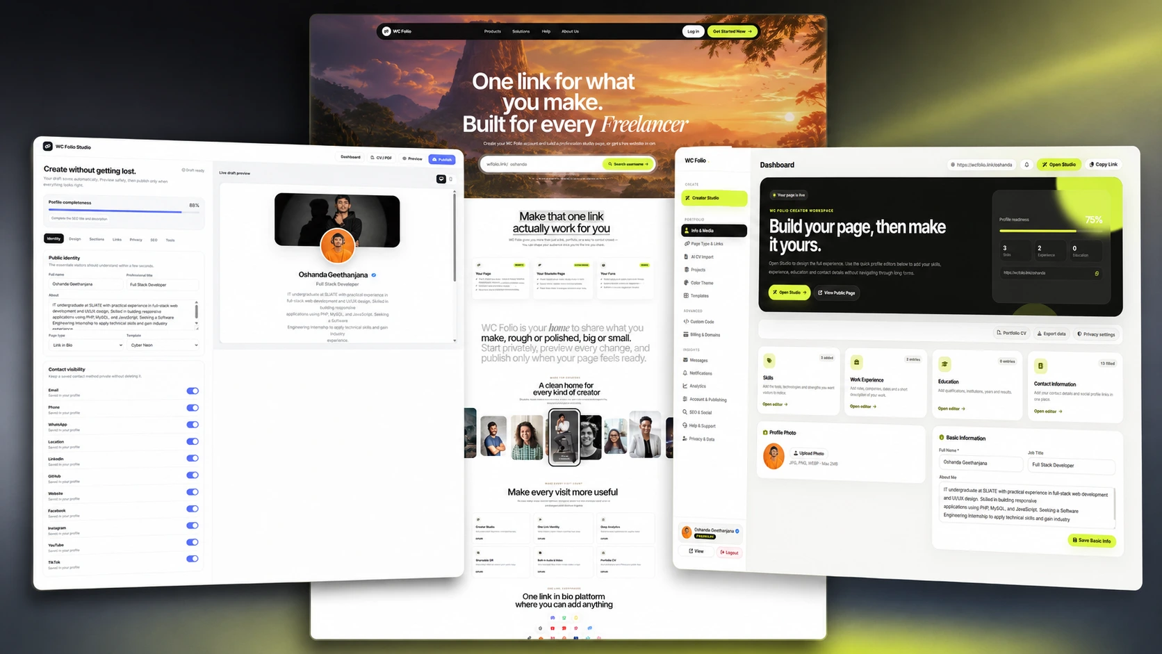 WC Folio – Portfolio & Link in Bio Platform